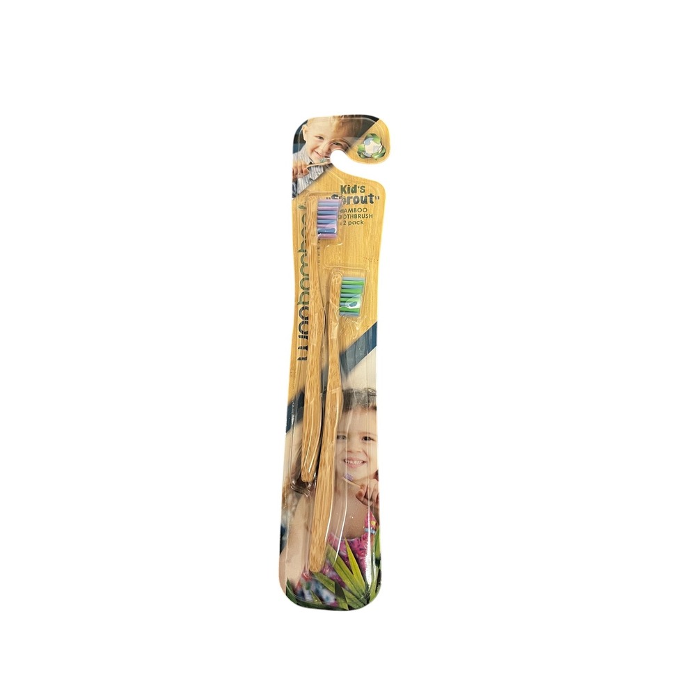 Woobamboo Kids Sprout Bamboo Toothbrush 2 Pack Biodegradable‎ Eco Friendly